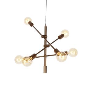 Priemyselné závesné svietidlo tmavo bronzové 6-žiarovkové - Sydney vyobraziť