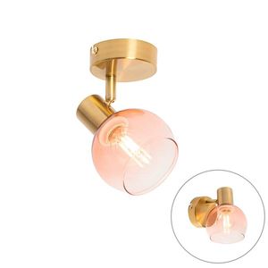 Art Deco bodové svetlo zlaté s ružovým sklom - Vidro vyobraziť