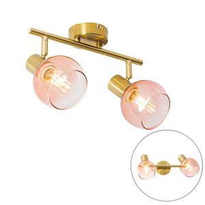 Art Deco reflektor zlatý s ružovým sklom 2-svetlo - Vidro vyobraziť