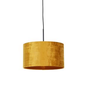 Moderné závesné svietidlo čierne so žltým tienidlom 35 cm - Combi vyobraziť