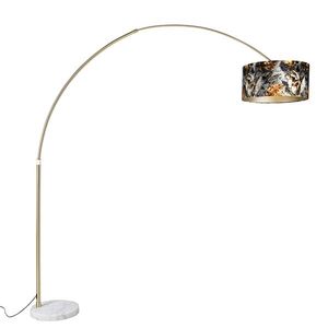 Oblúková lampa mosadz so tienidlom s kvetinovým vzorom 50 cm - XXL vyobraziť