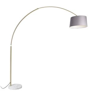 Oblúková lampa mosadzná s sivým mramorovým tienidlom z látky 45 cm - XXL vyobraziť