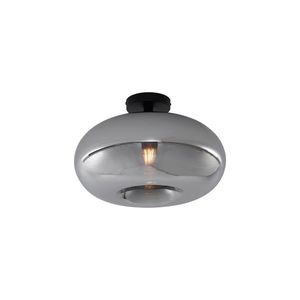 Art Deco stropné svietidlo čierne s dymovým sklom 40 cm - Busa vyobraziť