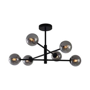 Moderné stropné svietidlo čierne s dymovým sklom 6-svetiel - Ryan vyobraziť