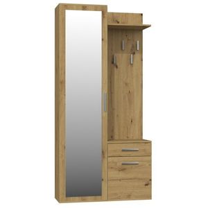 Predsieňová stena so zrkadlom a šuplíkmi - DUO DUB artisan vyobraziť