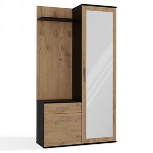 Predsieňová stena so zrkadlom a šuplíkmi DUO dub artisan/antracit vyobraziť