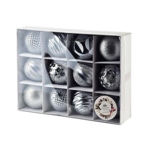 Sada 12 ks vánočních baněk Lila 6 cm stříbrná vyobraziť