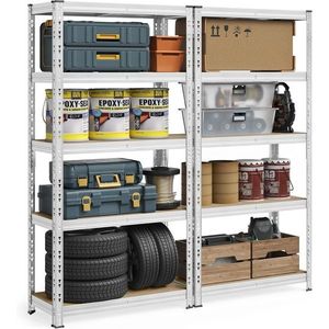 Sada 2 ks dílenských regálů Myron 180 cm stříbrná/hnědá vyobraziť