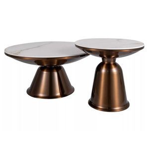 Sada 2 ks konferenčních stolků Vera mramor/měď vyobraziť