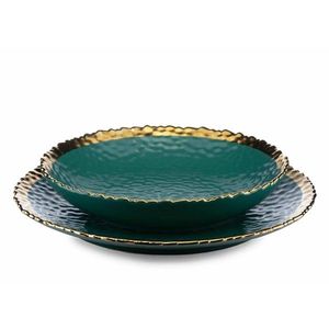 Sada 2 ks talířů KATI zelená/zlatá vyobraziť