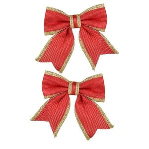 Sada 2 ks vánočních dekorativních mašlí Santa Lila 13x14 cm červená/zlatá vyobraziť