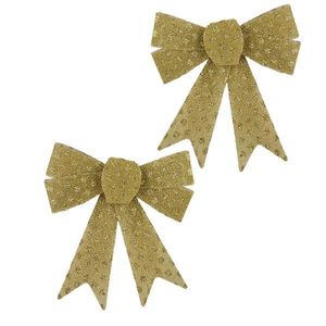 Sada 2 ks vánočních dekorativních mašlí Santa Lila 15x15, 5 cm zlatá vyobraziť