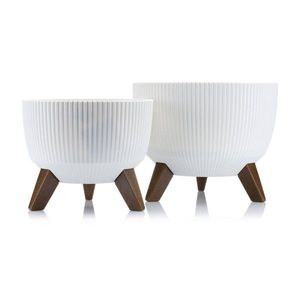 Sada 2 květináčů Rosa Linea bílá II vyobraziť