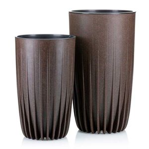 Sada 2 květináčů STRIPPED ECO kávově hnědá/Espresso vyobraziť