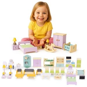 Sada 30 ks nábytku pro panenky HOUSE vícebarevná vyobraziť