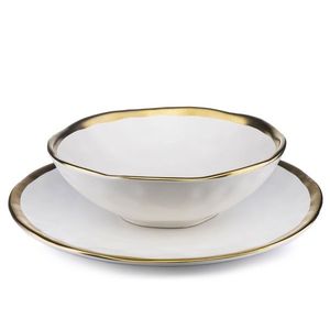 Sada 8 ks talířů LISSA bílá/zlatá vyobraziť