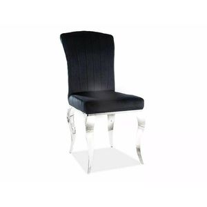 Sametová jídelní židle Prince černá/chrom vyobraziť