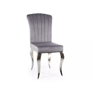 Sametová jídelní židle Prince šedá/chrom vyobraziť