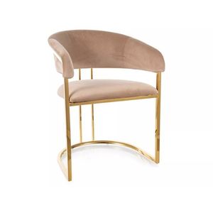 Sametové jídelní křeslo Tulipe béžové/zlaté vyobraziť
