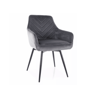 Sametové otočné jídelní křeslo Servio šedé/černé vyobraziť