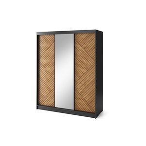 Šatní skříň Marrphy se zrcadlem 180 cm dub Caramel/černá vyobraziť