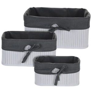 Súprava 3 bambusových košov bielo-sivá vyobraziť