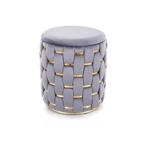 Taburet Tiara Velvet s úložným prostorem šedý/zlatý vyobraziť