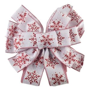 Vánoční dekorativní mašle Santa Lila 32x130 cm bílo-červená s vločkami vyobraziť