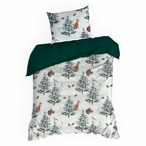 Vánoční povlečení z mikrovlákna Roland 140x200 + 70x80 cm bílé/zelené vyobraziť