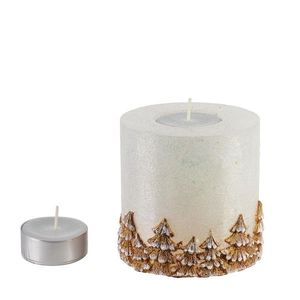 Vánoční svícen Les 12 cm bílo-zlatý vyobraziť