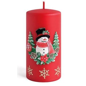 Vánoční svíčka Sněhulák 14 cm červená vyobraziť