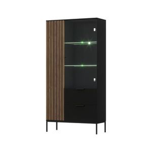 Vitrína Meorati s LED osvětlením 100 cm černá/dub Artisan vyobraziť