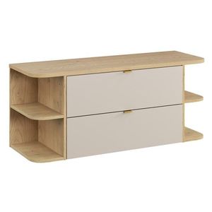 Závěsná skříňka pod umyvadlo Dalia Cashmere Ovalia s deskou 120 cm kašmírová/dub cremona vyobraziť