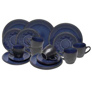 HIT Keramická sada šálok a dezertných tanierikov ATHENS 18ks modrá/čierna vyobraziť