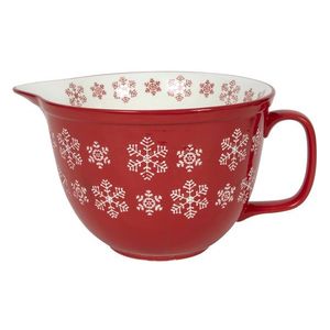 HIT ČERVENÁ MISKA S BIELYMI SNEHOVÝMI VLOČKAMI 30*22*15 vyobraziť