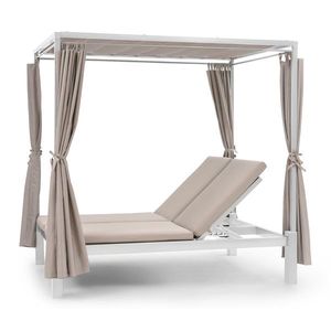 Blumfeldt Eremitage Double Sunbed, lehátko, pre 2 osoby, oceľový rám, slnečná strieška, závesy, krémové vyobraziť