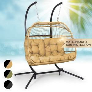 Blumfeldt Biarritz Double, závesné kreslo, dvojmiestne sedadlo, vankúš, polyester, hliník, polyratan, 260 kg vyobraziť