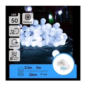 B.V. - LED Vonkajšia reťaz 50xLED/3xAA/8 funkcií 5, 3 m IP44 studená biela B10303K4J vyobraziť