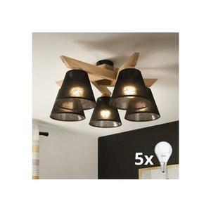 Brilagi - LED Prisadený luster ANTHONY 5xE14/40W/230V dub/čierna 8590828610779 vyobraziť