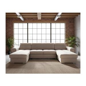 Rozkladacia sedacia súprava s univerzálnym rohom do U s úložným priestorom SALVADA béžová 8590828037484 vyobraziť