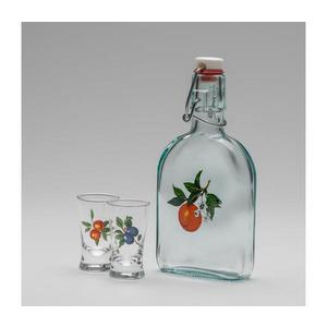 Sada 1x sklenená fľaša a 2x pohár na panáky číra s motívom marhule 8590828624929 vyobraziť