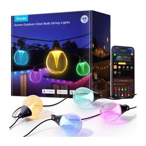 Govee-LED RGBICW Stm. vonkajšia dek. reťaz LED/24W/230V IP67 2700-6500K Wi-Fi H7025CB1 vyobraziť