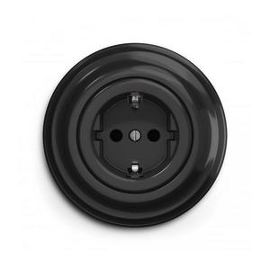 lap - Retro domová zásuvka s rámikom SCHUKO 230V/16A čierna KA0016+KA0107 vyobraziť