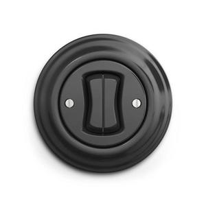 lap - Retro dvojitý schodiskový vypínač s rámčekom č. 6+6 antracit KA0043+KA0040 vyobraziť