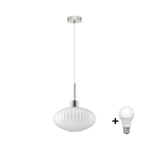 Eglo LED závesný luster na lanku HARMA 1xE27/60W/230V priemer 30 cm matný chróm/biela 1xEG32515+1xNSLA55473 vyobraziť
