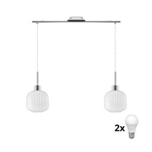 Eglo LED luster na lanku HARMA 2xE27/60W/230V matný chróm/biela 1xEG32519+2xNSLA55459 vyobraziť