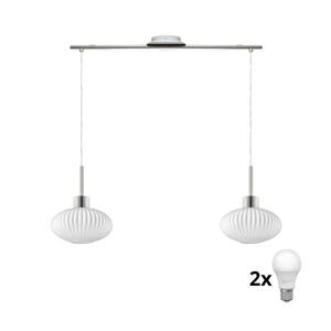 Eglo LED luster na lanku HARMA 2xE27/60W/230V matný chróm/biela 1xEG32519+2xNSLA55466 vyobraziť