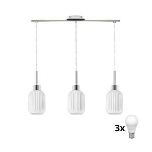Eglo LED luster na lanku HARMA 3xE27/60W/230V matný chróm/biela 1xEG32521+3xNSLA55442 vyobraziť