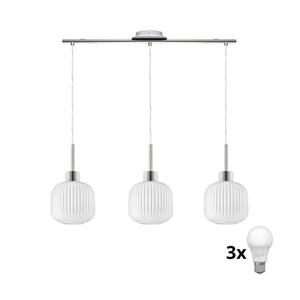 Eglo LED luster na lanku HARMA 3xE27/60W/230V matný chróm/biela 1xEG32521+3xNSLA55459 vyobraziť