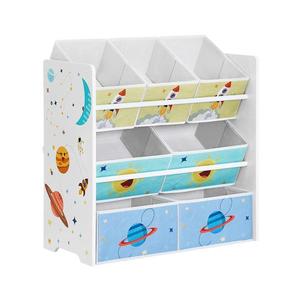 Detský regál s látkovými boxmi ANET modro-biely GKR034W01 vyobraziť
